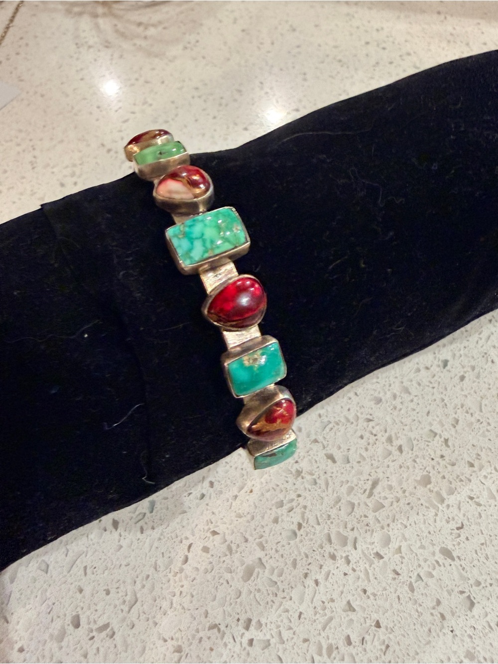 South Hill Turquoise & Dahlia Rose Cuff Bracelet - Picture 2 of 5